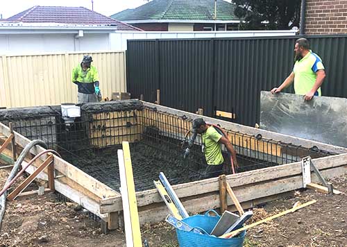 Swimming Pool tradespeople during construction